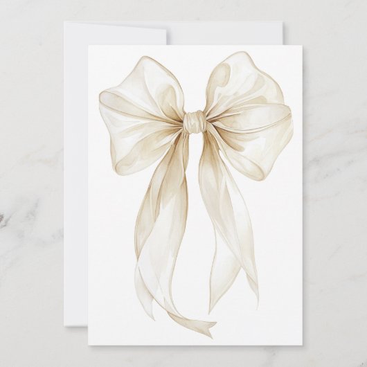 Soft Ivory Bow Text Overlay Baby Shower 招待状 (裏面)