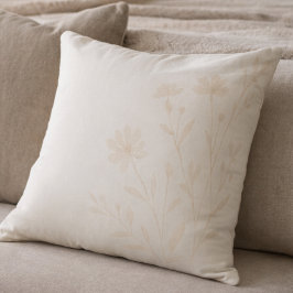 Soft Ivory Florals Throw Pillow クッション