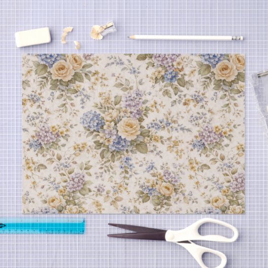 Soft Ivory Garden Bloom 薄葉紙 (クラフト)