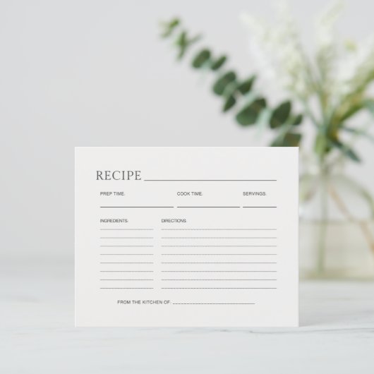 Soft Ivory Minimalist Bridal Shower Recipe Card (スタンド正面)