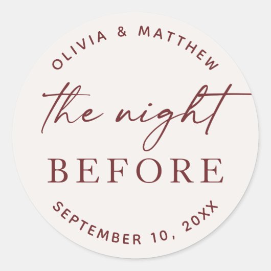 Soft Ivory Modern Script Wedding Rehearsal Dinner ラウンドシール (正面)