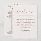Soft Ivory Script Wedding Timeline + Welcome 招待状 (正面/裏面)