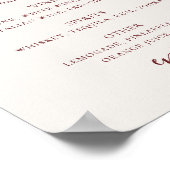 Soft Ivory Wedding Drinks Menu | Script Bar Sign ポスター (角)