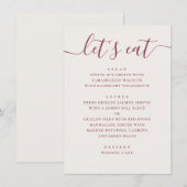 Soft Ivory Wedding. Modern Script Reception Dinner メニュー (正面/裏面)