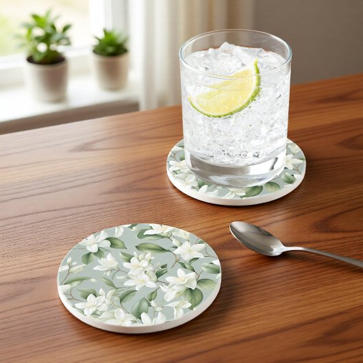 Soft Jasmine Floral Elegance  コースター
