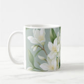Soft Jasmine Floral Elegance コーヒーマグカップ (左)
