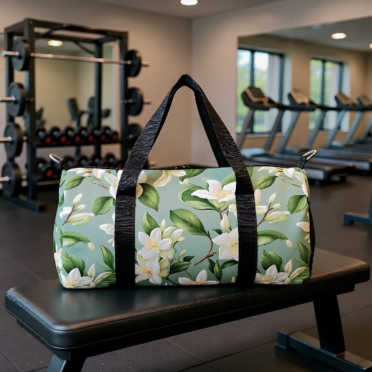 Soft Jasmine Floral Elegance ダッフルバッグ