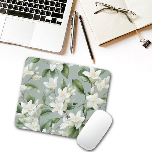 Soft Jasmine Floral Elegance  マウスパッド