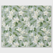Soft Jasmine Floral Elegance ラッピングペーパー (フラット)