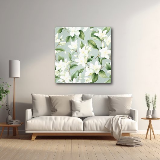 Soft Jasmine Floral Elegance Accent キャンバスプリント