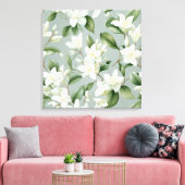 Soft Jasmine Floral Elegance Accent キャンバスプリント (インサイチュ (リビング))