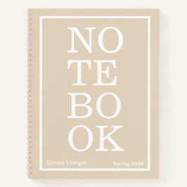 Soft Khaki/Beige Modern Big "NOTEBOOK" ノートブック
