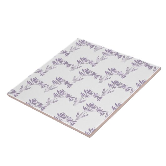 Soft Lavender Botanical Pattern Tile タイル (側面)