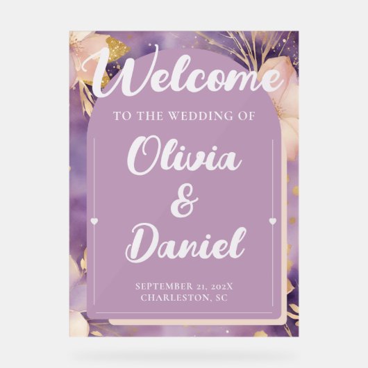 Soft Lavender Ceremony Welcome Display アクリルサイン (正面)