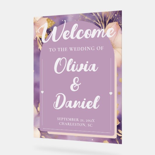 Soft Lavender Ceremony Welcome Display アクリルサイン (傾斜)