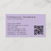 Soft Lavender Elegant Custom Company Logo QR Code 名刺 (裏面)