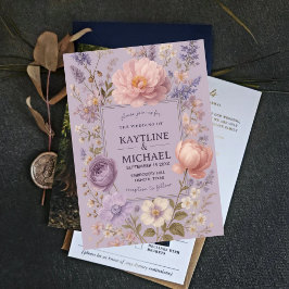 Soft Lavender Floral Romantic Peony and Wildflower 招待状