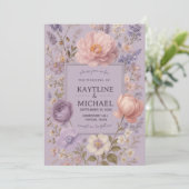 Soft Lavender Floral Romantic Peony and Wildflower 招待状 (スタンド正面)