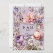 Soft Lavender Floral Romantic Peony and Wildflower 招待状 (裏面)