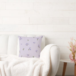 Soft Lavender Japanese Rosemary Floral Pattern クッション