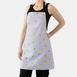 Soft Lavender Japanese Yellow Viola Floral Pattern エプロン