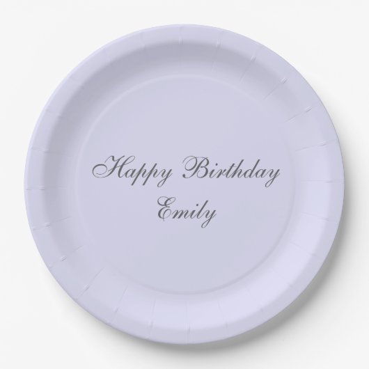 Soft Lavender Minimalist Birthday Party Plates ペーパープレート (正面)