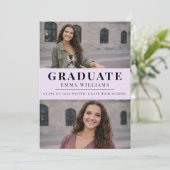 Soft Lavender Photo Graduate Announcement 招待状 (スタンド正面)