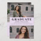 Soft Lavender Photo Graduate Announcement 招待状 (正面/裏面)