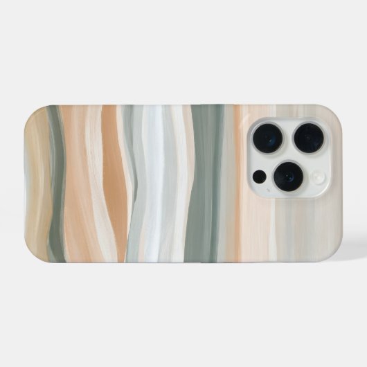 Soft Layered Tides – Abstract Coastal Neutral  iPhoneケース (裏面横)