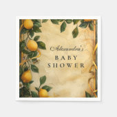 Soft Lemon Garden Baby Shower スタンダードカクテルナプキン (正面)