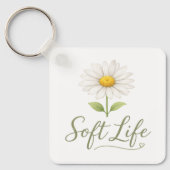 Soft Life Aesthetic Daisy Watercolor Floral Keycha キーホルダー (正面)