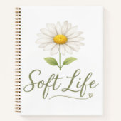 Soft Life Aesthetic Daisy Watercolor Spiral Notebo ノートブック (正面)