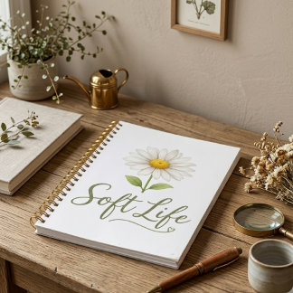 Soft Life Aesthetic Daisy Watercolor Spiral Notebo ノートブック