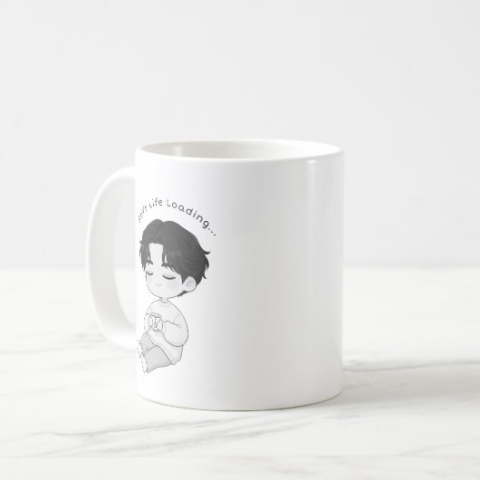 Soft Life Loading Cozy Chibi Boy Tea コーヒーマグカップ (正面左)