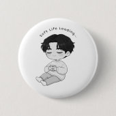 Soft Life Loading Cozy Chibi Boy Tea 缶バッジ (正面)