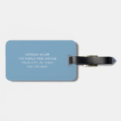 Soft Light Blue striped Shadow monogrammed modern ラゲッジタグ (裏面横)