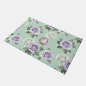 Soft Lilac And White Roses With Watercolor Effects ドアマット (アングル)