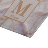 Soft Lilac Marble with Gold Veins Monogram カッティングボード (角)