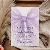 Soft Lilac Tulle Bow Modern Baby 招待状
