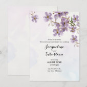 Soft Lilac Watercolor Floral Wedding 招待状 (正面/裏面)