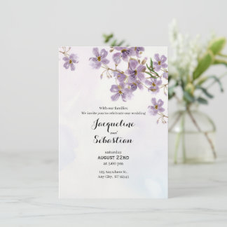 Soft Lilac Watercolor Floral Wedding 招待状