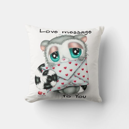 Soft Love Declaration by Message from cute Lemur クッション (正面)