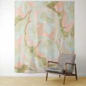 Soft Marble Swirl Pattern Mint, Coral and Olive タペストリー (インサイチュ)