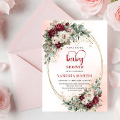Soft Marsala Floral Baby Shower Invitation 招待状