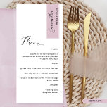Soft Mauve, パーソナライズされたGuest Name Chic Menu付き メニュー<br><div class="desc">お客様の名前と共にオールインワンエレガントのメニューを用意できエレガントる場合には、座席表やメパーソナライズされたニュー・カードで過ごす理由美しコンテンポラリーシンプルい手書き書とエレガントデザインとモダン、。右上のストライプは、ゲスト名を黒に塗った魅力的な柔らかいメイブのダスティ紫色のトーンである。戻ってと同じ声でストライプ。「さらに」を選択しストライプて、の色または戻カスタマイズりを変更する機能。メモ：メニューにゲスト名を追加し、ショッピングカートにメニューを追加し、メニューに戻来り、2番目のゲスト名を追加し、ショッピングカートにメニューを追加して、各メニューの個別の注文を行ってください。短い最初のゲスト名の場合は、名前の前にいくつかの空の「宇宙」をキーボードのスペースバーで追加し、より良い中心に。このデザインは、さまざまな色の選択肢で利用できる。多くの調整製品が用意されている当社の「喜びのフローラ」コレクションの一部。この製品ページのカテゴリ別のコレクションにアクセスするか、コレクション全体を一目で参照する： https://www.zazzle.com/collections/joyful_pastel_floral_collection-119953493901910528</div>