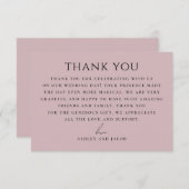 Soft Mauve Pink Wedding | Elegant Romantic Chic サンキューカード (正面/裏面)