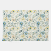 Soft Meadow Daisy Watercolor キッチンタオル (横)