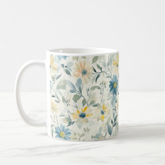 Soft Meadow Daisy Watercolor コーヒーマグカップ (左)
