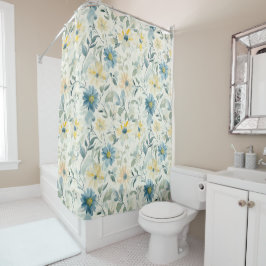 Soft Meadow Daisy Watercolor シャワーカーテン