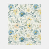 Soft Meadow Daisy Watercolor フリースブランケット (正面)